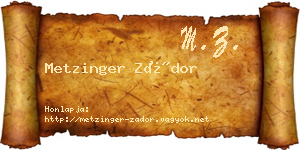 Metzinger Zádor névjegykártya
